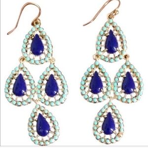 Vibrant Teal and Royal Blue Teardrop Earrings ** SEYCHELLES CHANDLIER **